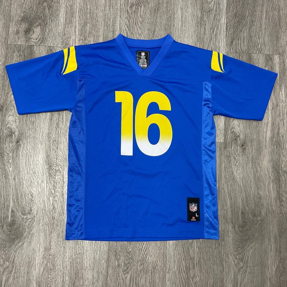NFL Team Apparel Jersey Youth L Blue LA Rams Jared Goff 16 Football Shirt